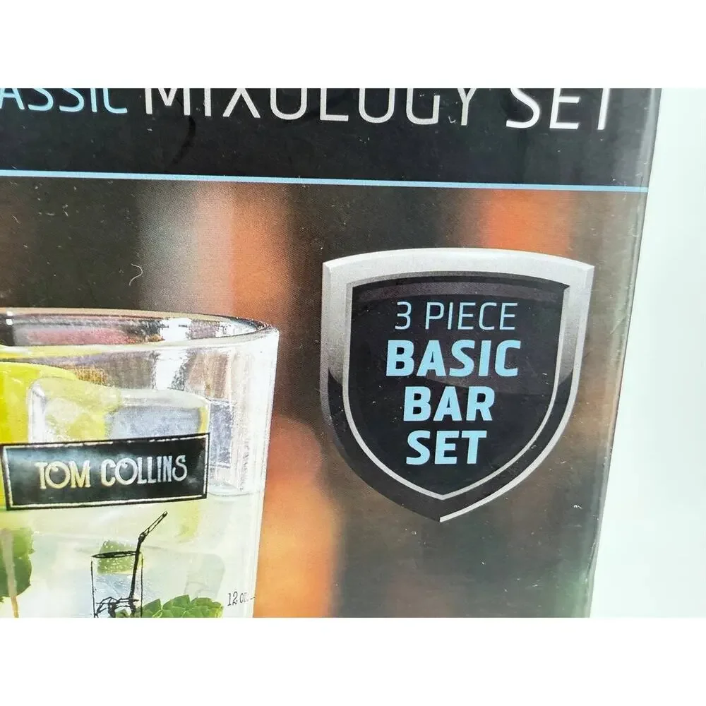 Sharper Image 3 Piece Classic Mixology Set Cocktail Shaker Bar Set New